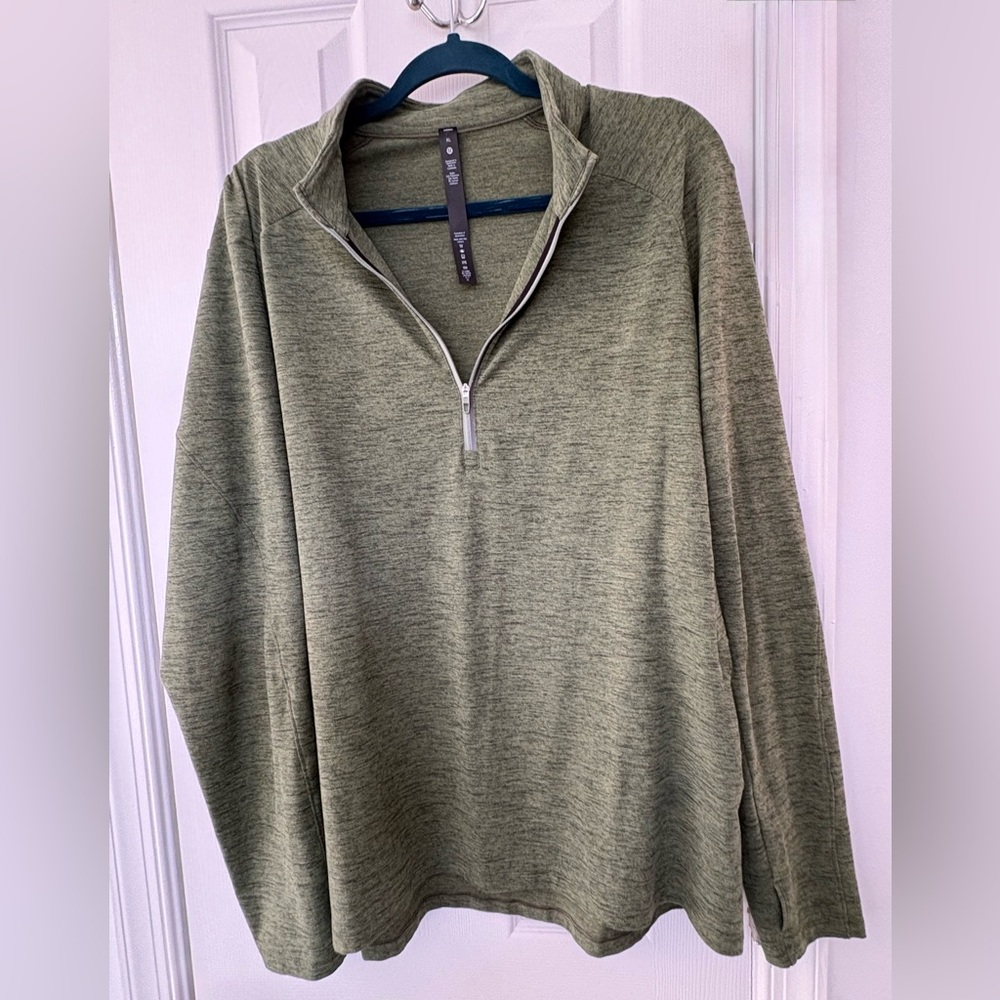lululemon athletica Men's Olive Green Half-Zip Performance Jacket